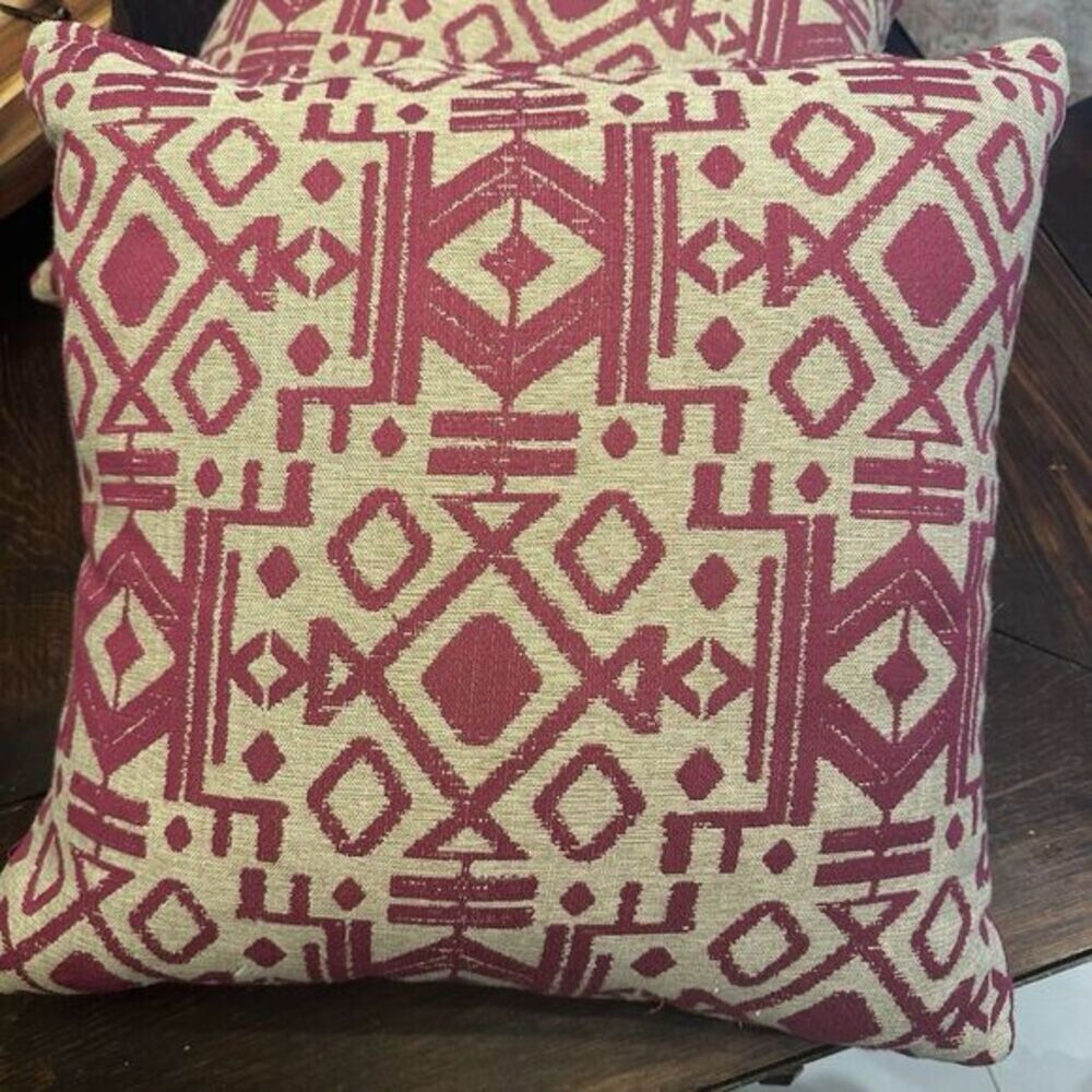 Jonathan Louis 2 Abstract Pink Lattice Feather  21” Square Pillow Couch Pillow